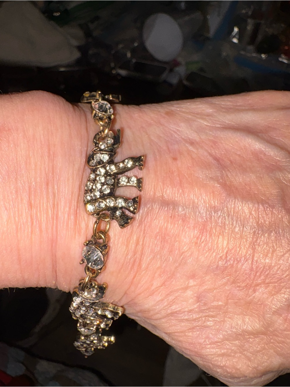 Gold-Tone Crystal Elephant Bracelet - Women Jewelry 7 1/4 size